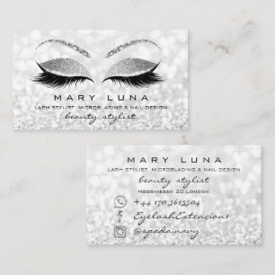 Makeup Artist Eyebrows Lashes Grey Silver Gray Lux Business Card