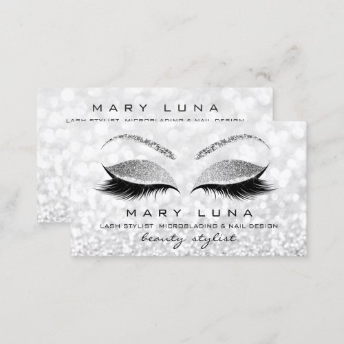 Makeup Artist Eyebrows Lashes Grey Silver Gray Lux Business Card