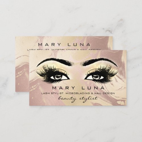 Makeup Artist Eyebrows Lashes Marble Rose Gold Business Card