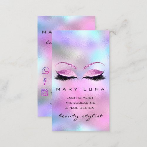 Makeup Artist Eyebrows Lashes Ombre Pinky Glitter Business Card