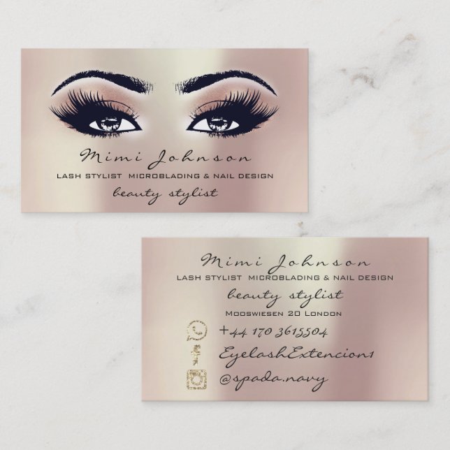 Makeup Artist Eyebrows Lashes Pink Esthetician Business Card (Front/Back)