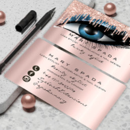 Makeup Artist Eyebrows Lashes Pink Glitter Brows Business Card