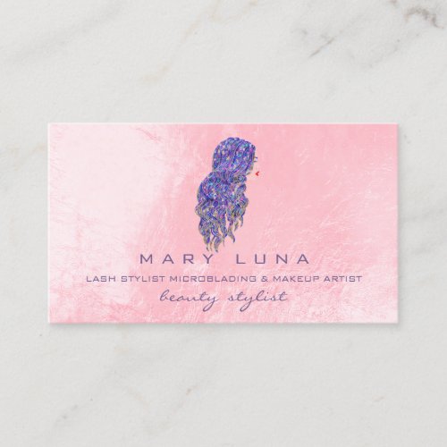 Makeup Artist Eyebrows Lashes Pink Hairdresser Business Card