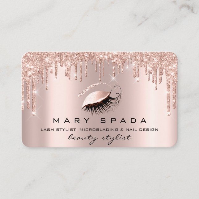 Makeup Artist Eyebrows Lashes Pink Rose Brows Business Card (Front)