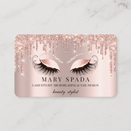 Makeup Artist Eyebrows Lashes Pink Rose Brows Business Card