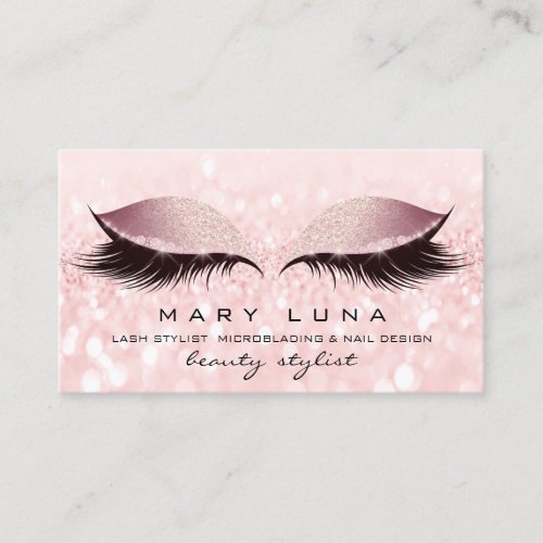 Makeup Artist Eyebrows Lashes Pink Rose Glitter Business Card