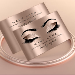 Makeup Artist Eyebrows Lashes Rose Gold Pink Business Card