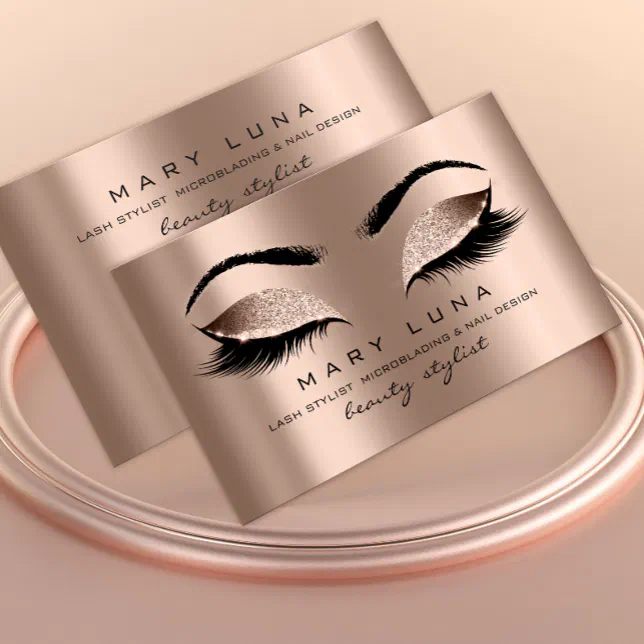 Makeup Artist Eyebrows Lashes Rose Gold Pink Business Card | Zazzle
