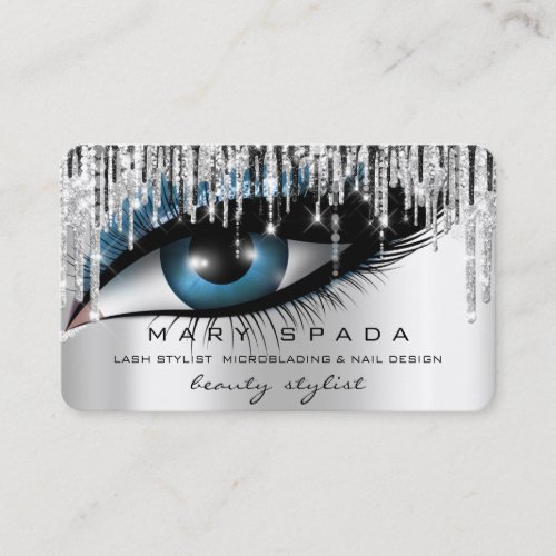 Makeup Artist Eyebrows Lashes Silver Black Business Card