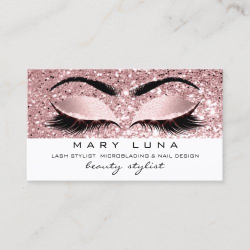 Makeup Artist Eyebrows Lashes Sparkly Rose Gold Business Card