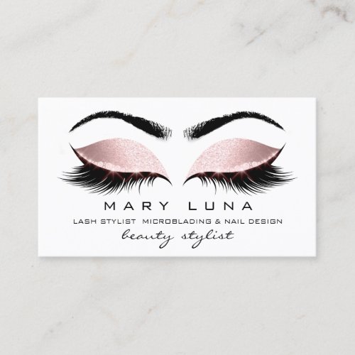 Makeup Artist Eyebrows Lashes White Rose Gold Business Card