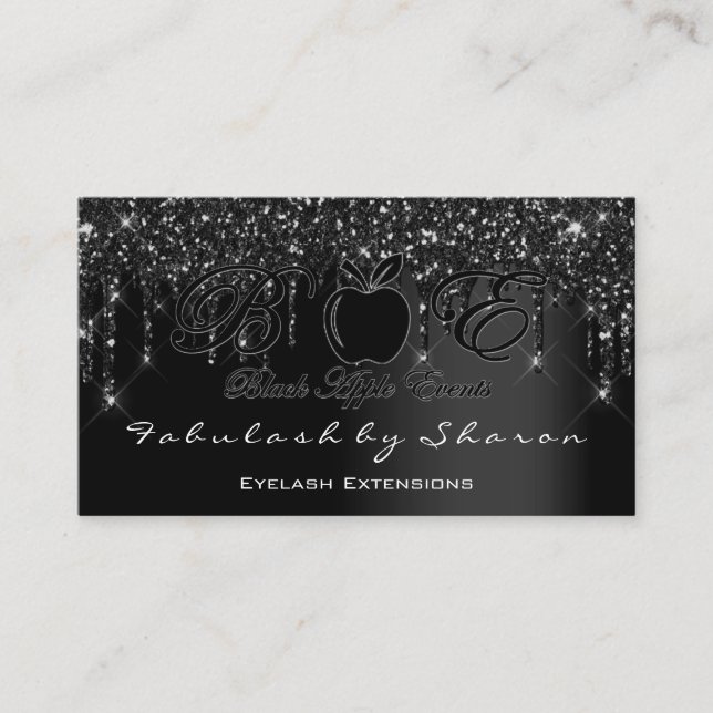 Makeup Artist Eyelash Black Drip Professional Logo Business Card (Front)