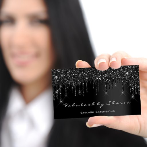 Customizable Makeup Artist Eyelash Black Drips Professional Business Card