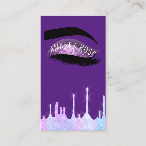 Makeup Artist Eyelash BrowPurple Purple Holograph Business Card