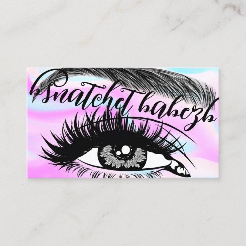 Makeup Artist Eyelash Brows QR Code Logo Pink Blue Business Card