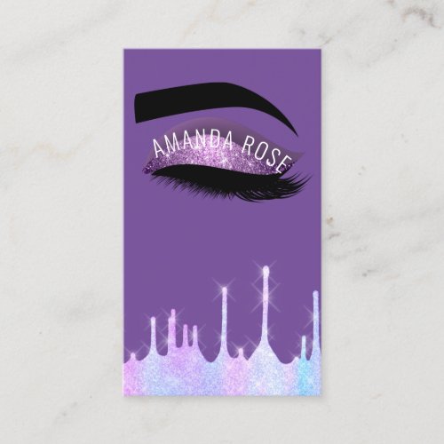 Makeup Artist Eyelash BrowsPurple Violet Holograph Business Card