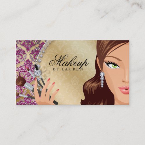 Makeup Artist Eyelash Brushes Cosmetology Pink g Business Cards