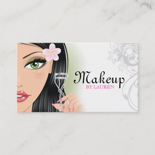 Makeup Artist Eyelash Curler Gray Business Cards