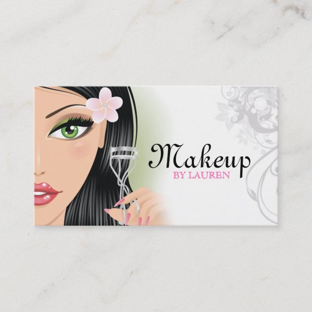 Makeup Artist Eyelash Curler Gray Business Card (Front)