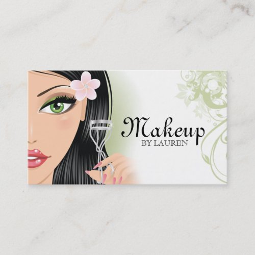 Makeup Artist Eyelash Curler Green Business Cards