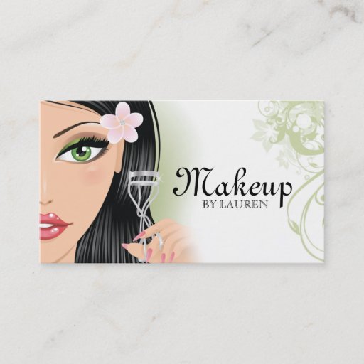Customizable Makeup Artist Eyelash Curler Green Business Cards