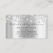 Makeup Artist Eyelash Diamond Drips Silver Glitter Business Card (Back)