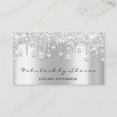 Makeup Artist Eyelash Diamond Drips Silver Glitter Business Card (Front)