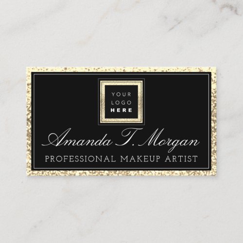 Makeup Artist Eyelash Event Logo Black Gold Business Card