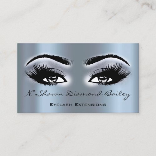 Makeup Artist Eyelash Extension Smoky Blue Elegant Business Card