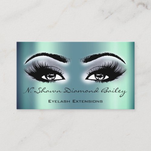 Makeup Artist Eyelash Extension Smoky Blue Emerald Business Card