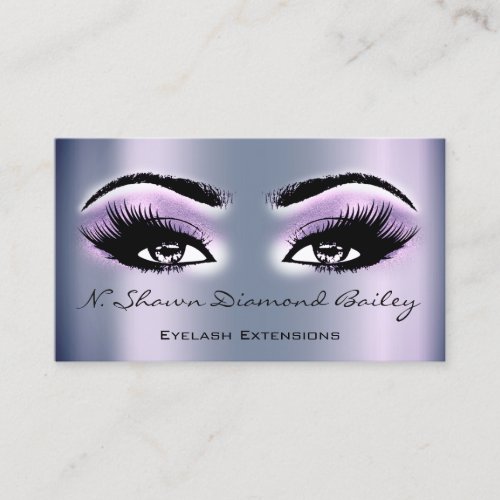 Makeup Artist Eyelash Extension Smoky Purple Mint Business Card