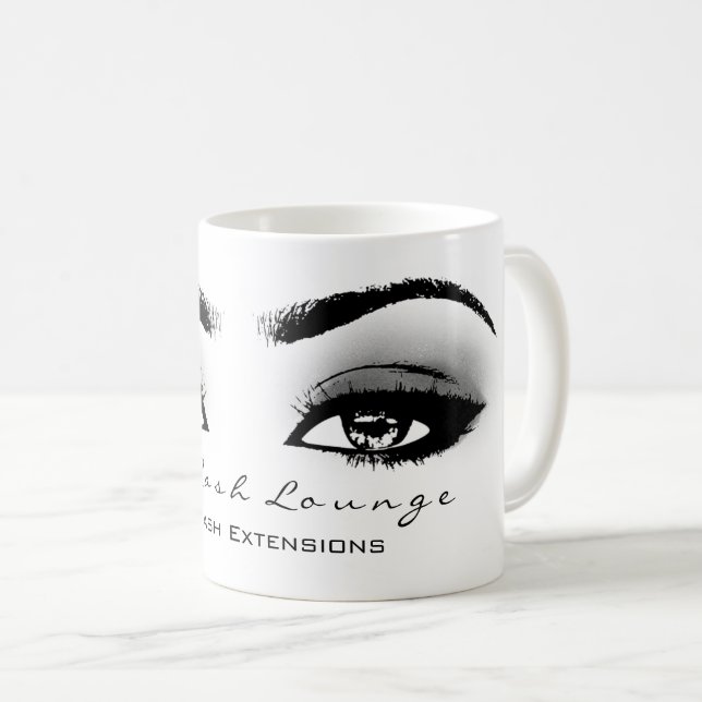 Makeup Artist Eyelash Extension Studio Gray Eye Coffee Mug (Front Right)