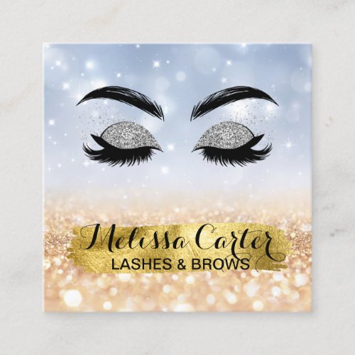 Makeup Artist Eyelash Extensions Lashes Brows Square Business Card