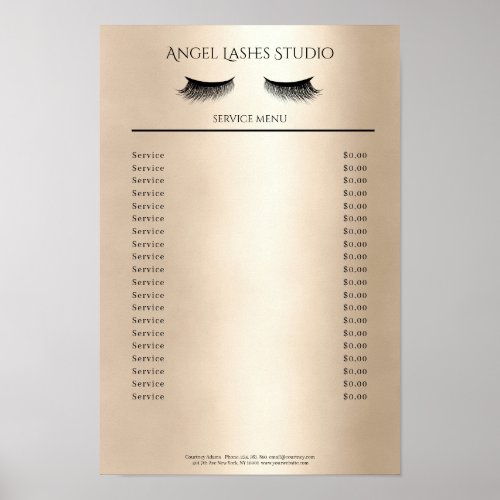 Makeup Artist Eyelash Extensions Preisliste Poster