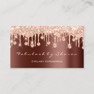 Makeup Artist Eyelash Glitter Drips Brown Copper Business Card