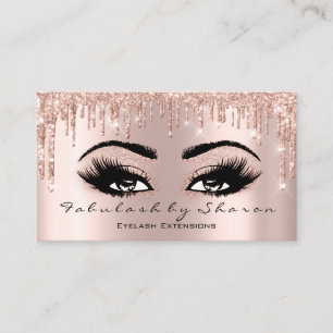 Makeup Artist Eyelash Glitter Drips Rose Gold Business Card