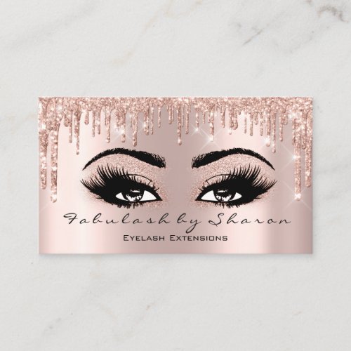 Makeup Artist Eyelash Glitter Drips Rose Gold Business Card