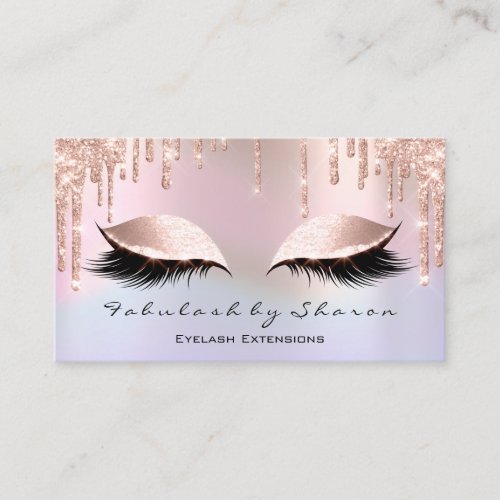 Makeup Artist Eyelash Glitter Drips Rose OmBre Business Card