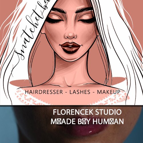 Makeup Artist Eyelash Hair Brows Lips Kiss Skinny  Square Business Card