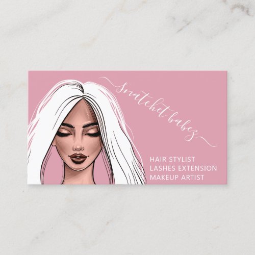 Makeup Artist Eyelash Hair Brows Lips QR Logo  Business Card