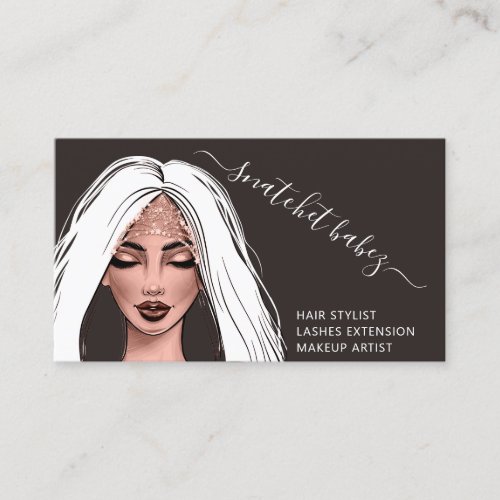 Makeup Artist Eyelash Hair Brows QR Code Black Business Card