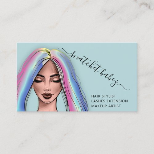 Makeup Artist Eyelash Hair Brows QR Code Blue Business Card