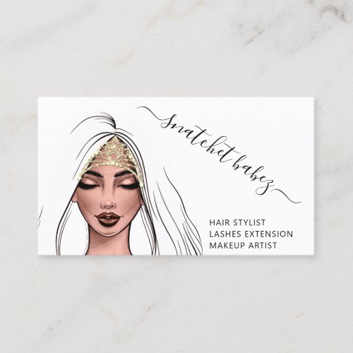 Makeup Artist Eyelash Hair Brows QR Code Crown Business Card