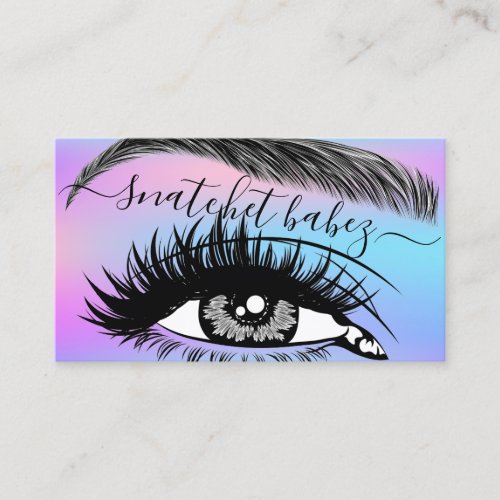 Makeup Artist Eyelash Hair Brows QR Code Logo Blue Business Card