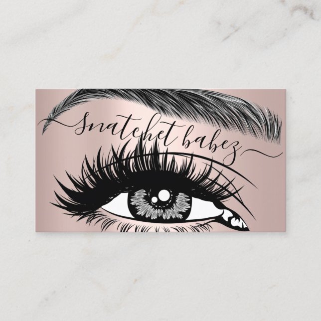 Makeup Artist Eyelash Hair Brows QR Code Logo Rose Business Card (Front)