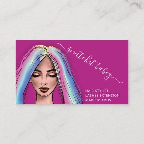 Makeup Artist Eyelash Hair Brows QR Code Pink Business Card
