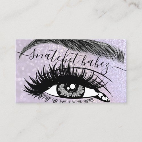 Makeup Artist Eyelash Hair Brows QR Code Purple Business Card