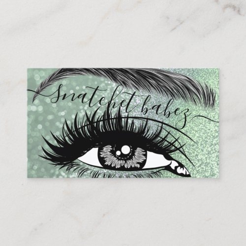 Makeup Artist Eyelash Hair Brows QR Logo Green Business Card