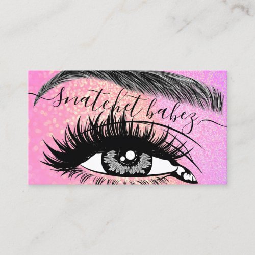Makeup Artist Eyelash Hair Brows QR Logo Pink  Business Card