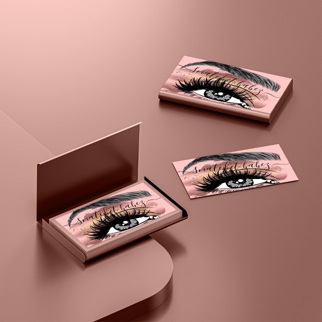 Makeup Artist Eyelash Hair Brows QR Logo Rose  Business Card (Creator Uploaded)